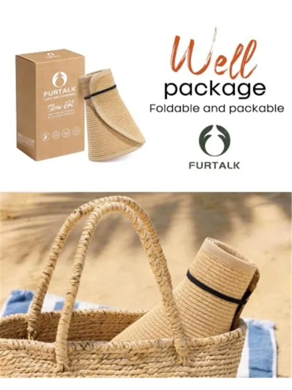 Sun Hats for Women Wide Brim Beach Hat Straw Visor Ponytail Summer UV